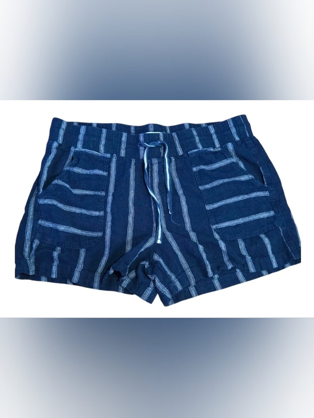 Maurices Stripe Linen Blend Drawstring Elastic Drawstring Shorts L